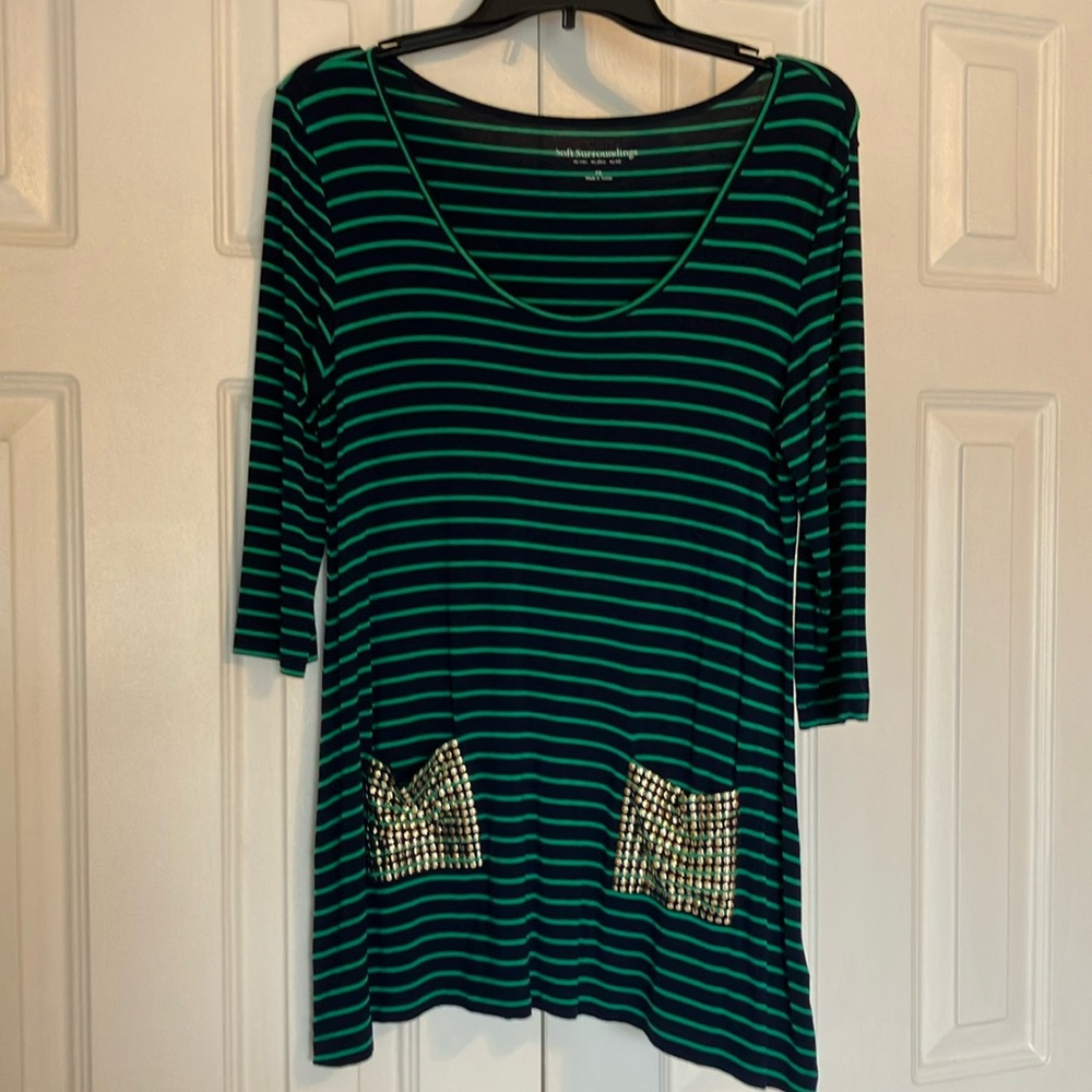 Soft Surroundings Tunic Blouse Striped PS